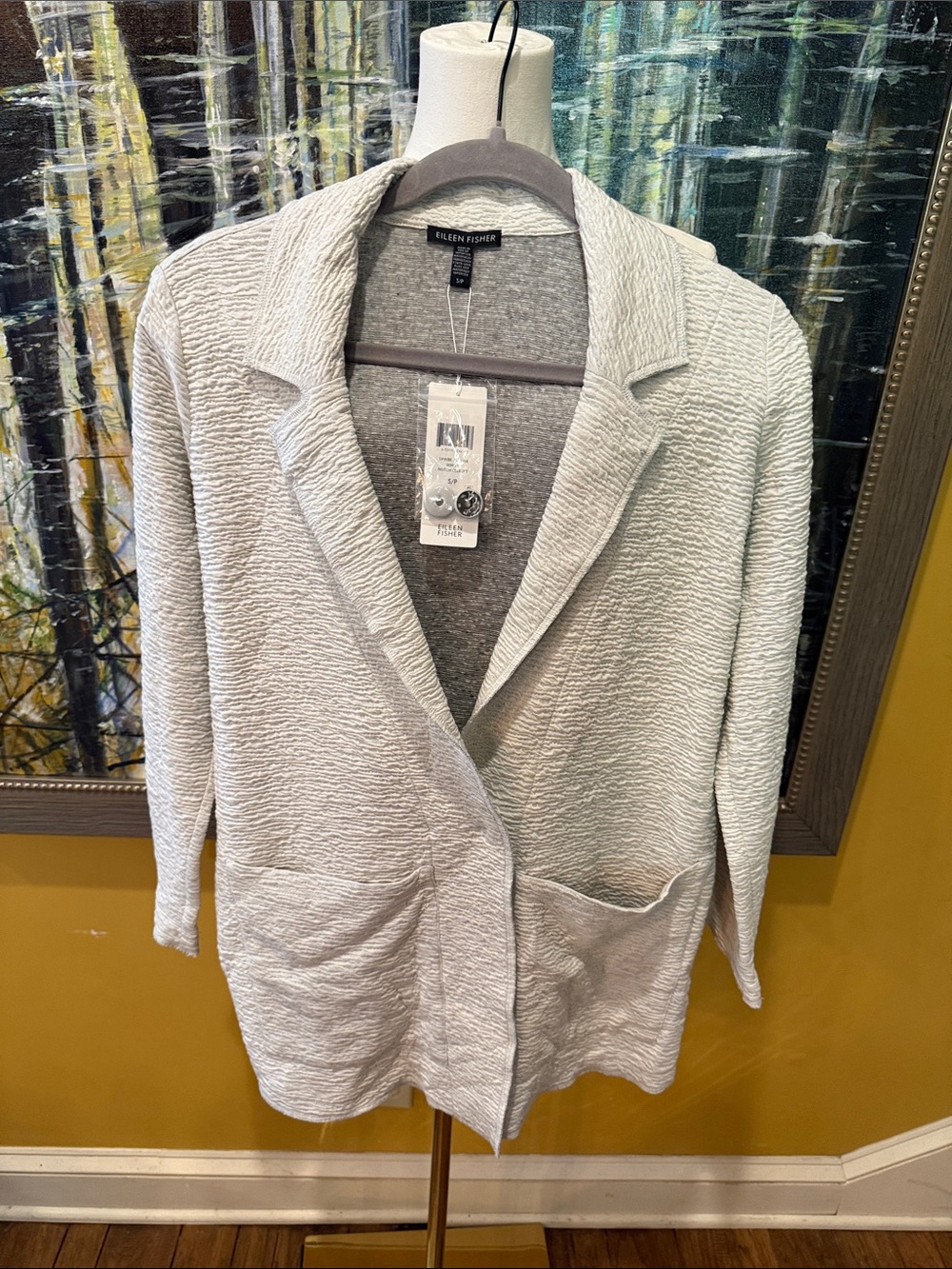 Eileen Fisher Light Gray Open-Front Blazer Jacket
